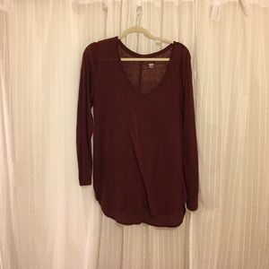Maroon v neck long sleeve